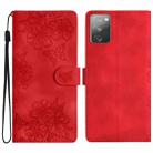 For Samsung Galaxy S20 FE Cherry Blossom Butterfly Skin Feel Embossed PU Phone Case(Red) - 1