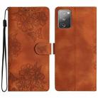 For Samsung Galaxy S20 FE Cherry Blossom Butterfly Skin Feel Embossed PU Phone Case(Brown) - 1