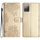 For Samsung Galaxy S20 FE Cherry Blossom Butterfly Skin Feel Embossed PU Phone Case(Gold) - 1