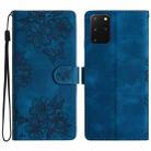 For Samsung Galaxy S20+ Cherry Blossom Butterfly Skin Feel Embossed PU Phone Case(Blue) - 1