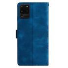 For Samsung Galaxy S20 Ultra Cherry Blossom Butterfly Skin Feel Embossed PU Phone Case(Blue) - 3