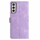 For Samsung Galaxy S21 FE 5G Cherry Blossom Butterfly Skin Feel Embossed PU Phone Case(Purple) - 3