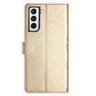 For Samsung Galaxy S21 FE 5G Cherry Blossom Butterfly Skin Feel Embossed PU Phone Case(Gold) - 3