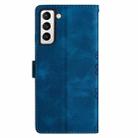 For Samsung Galaxy S21+ 5G Cherry Blossom Butterfly Skin Feel Embossed PU Phone Case(Blue) - 3