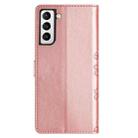 For Samsung Galaxy S21+ 5G Cherry Blossom Butterfly Skin Feel Embossed PU Phone Case(Rose Gold) - 3