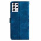 For Samsung Galaxy S21 Ultra 5G Cherry Blossom Butterfly Skin Feel Embossed PU Phone Case(Blue) - 3