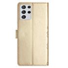 For Samsung Galaxy S21 Ultra 5G Cherry Blossom Butterfly Skin Feel Embossed PU Phone Case(Gold) - 3