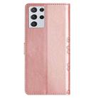 For Samsung Galaxy S21 Ultra 5G Cherry Blossom Butterfly Skin Feel Embossed PU Phone Case(Rose Gold) - 3