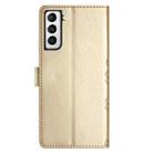 For Samsung Galaxy S22 5G Cherry Blossom Butterfly Skin Feel Embossed PU Phone Case(Gold) - 3