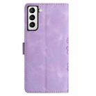 For Samsung Galaxy S22+ 5G Cherry Blossom Butterfly Skin Feel Embossed PU Phone Case(Purple) - 3