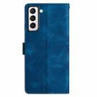 For Samsung Galaxy S22+ 5G Cherry Blossom Butterfly Skin Feel Embossed PU Phone Case(Blue) - 3