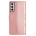 For Samsung Galaxy S22+ 5G Cherry Blossom Butterfly Skin Feel Embossed PU Phone Case(Rose Gold) - 3