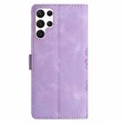 For Samsung Galaxy S22 Ultra 5G Cherry Blossom Butterfly Skin Feel Embossed PU Phone Case(Purple) - 3