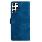 For Samsung Galaxy S22 Ultra 5G Cherry Blossom Butterfly Skin Feel Embossed PU Phone Case(Blue) - 3