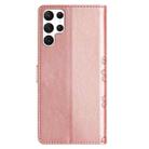 For Samsung Galaxy S22 Ultra 5G Cherry Blossom Butterfly Skin Feel Embossed PU Phone Case(Rose Gold) - 3