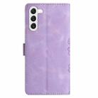 For Samsung Galaxy S23+ 5G Cherry Blossom Butterfly Skin Feel Embossed PU Phone Case(Purple) - 3