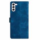 For Samsung Galaxy S24 5G Cherry Blossom Butterfly Skin Feel Embossed PU Phone Case(Blue) - 3