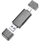 hoco HB39 USB & USB-C / Type-C 3.0 to SD + TF Card 3.0 Super Speed Card Reader(Metal Grey) - 1