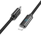 hoco U127 1.2m Type-C to 8 Pin PD27W Fast Charging Data Cable with Visible Power Level(Black) - 1