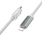 hoco U127 1.2m Type-C to 8 Pin PD27W Fast Charging Data Cable with Visible Power Level(Silver Grey) - 1
