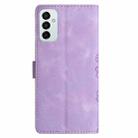 For Samsung Galaxy M23 Cherry Blossom Butterfly Skin Feel Embossed PU Phone Case(Purple) - 3