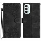 For Samsung Galaxy M23 Cherry Blossom Butterfly Skin Feel Embossed PU Phone Case(Black) - 1