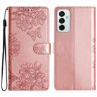 For Samsung Galaxy M23 Cherry Blossom Butterfly Skin Feel Embossed PU Phone Case(Rose Gold) - 1
