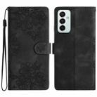 For Samsung Galaxy M52 5G Cherry Blossom Butterfly Skin Feel Embossed PU Phone Case(Black) - 1