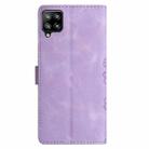 For Samsung Galaxy M53 Cherry Blossom Butterfly Skin Feel Embossed PU Phone Case(Purple) - 3