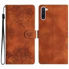 For Samsung Galaxy Note10 Cherry Blossom Butterfly Skin Feel Embossed PU Phone Case(Brown) - 1
