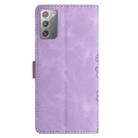 For Samsung Galaxy Note20 Cherry Blossom Butterfly Skin Feel Embossed PU Phone Case(Purple) - 3