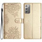 For Samsung Galaxy Note20 Cherry Blossom Butterfly Skin Feel Embossed PU Phone Case(Gold) - 1