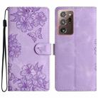 For Samsung Galaxy Note20 Ultra Cherry Blossom Butterfly Skin Feel Embossed PU Phone Case(Purple) - 1