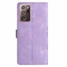 For Samsung Galaxy Note20 Ultra Cherry Blossom Butterfly Skin Feel Embossed PU Phone Case(Purple) - 3