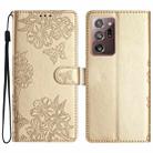 For Samsung Galaxy Note20 Ultra Cherry Blossom Butterfly Skin Feel Embossed PU Phone Case(Gold) - 1