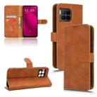 For T-Mobile Revvl 7 Pro 5G Skin Feel Magnetic Flip Leather Phone Case(Brown) - 1