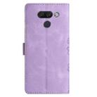 For LG K50 Cherry Blossom Butterfly Skin Feel Embossed PU Phone Case(Purple) - 3