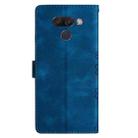 For LG K50 Cherry Blossom Butterfly Skin Feel Embossed PU Phone Case(Blue) - 3