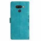 For LG K50 Cherry Blossom Butterfly Skin Feel Embossed PU Phone Case(Green) - 3