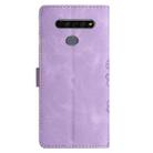 For LG K51S Cherry Blossom Butterfly Skin Feel Embossed PU Phone Case(Purple) - 3