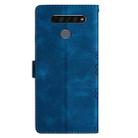 For LG K51S Cherry Blossom Butterfly Skin Feel Embossed PU Phone Case(Blue) - 3