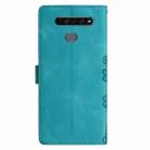 For LG K51S Cherry Blossom Butterfly Skin Feel Embossed PU Phone Case(Green) - 3