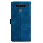 For LG K61 Cherry Blossom Butterfly Skin Feel Embossed PU Phone Case(Blue) - 3