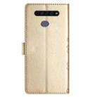 For LG K61 Cherry Blossom Butterfly Skin Feel Embossed PU Phone Case(Gold) - 3