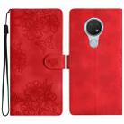 For Nokia 6.2 / 7.2 Cherry Blossom Butterfly Skin Feel Embossed PU Phone Case(Red) - 1