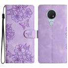 For Nokia 6.2 / 7.2 Cherry Blossom Butterfly Skin Feel Embossed PU Phone Case(Purple) - 1