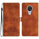 For Nokia 6.2 / 7.2 Cherry Blossom Butterfly Skin Feel Embossed PU Phone Case(Brown) - 1