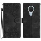 For Nokia 6.2 / 7.2 Cherry Blossom Butterfly Skin Feel Embossed PU Phone Case(Black) - 1