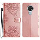 For Nokia 6.2 / 7.2 Cherry Blossom Butterfly Skin Feel Embossed PU Phone Case(Rose Gold) - 1