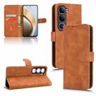 For vivo V40 Lite 5G Skin Feel Magnetic Flip Leather Phone Case(Brown) - 1